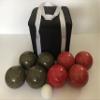 BuyBocceBalls Listing - Unique Bocce Set - 107mm with Olive Brown and Red Balls, Black Bag view 2