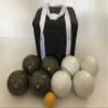 BuyBocceBalls Listing - Unique Bocce Set - 107mm with Olive Brown and White Balls, Black Bag view 2
