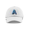 Monogram Initial Modern Shadow Letter Baseball Cap - Toddler, Youth Kids, and Adult Adjustable White Hat with Blue Letter (6-9 Youth Size, A) view 1