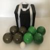 BuyBocceBalls Listing - Unique Bocce Set - 107mm with Olive Brown and Green Balls, Black Bag view 2
