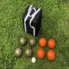 BuyBocceBalls Listing - Unique Bocce Set - 107mm with Olive Brown and Orange Balls, Black Bag view 1