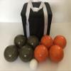 BuyBocceBalls Listing - Unique Bocce Set - 107mm with Olive Brown and Orange Balls, Black Bag view 2