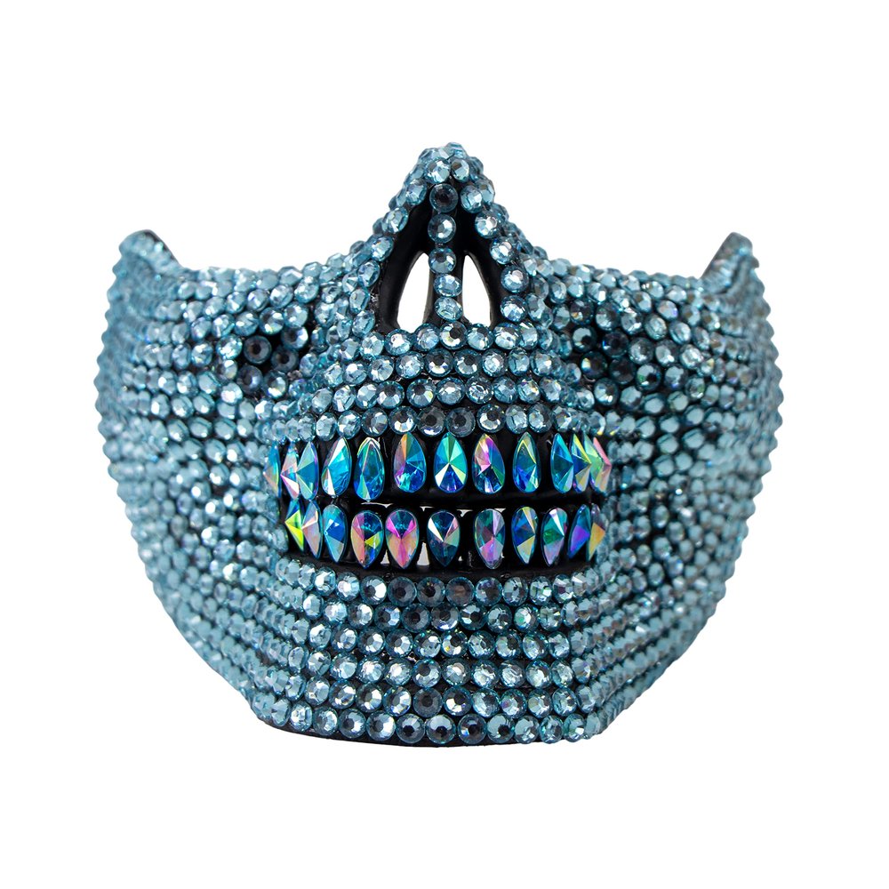 Western F.a.s.h.i.o.n Rhinestone Skull Mask (Blue)