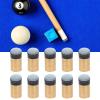 Dilwe Cue Pool Tip, 10pcs Billiards Snooker Pool Cue Pole Tip Replacement Parts Screwon Copper PU Leather(10mm 0.4in) view 1