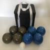 BuyBocceBalls Listing - Unique Bocce Set - 107mm with Olive Brown and Blue Balls, Black Bag view 2