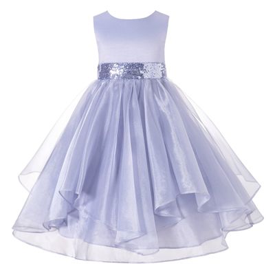 ekidsbridal Wedding Asymmetric Ruffles Satin Organza Flower Girl Dress Sequin 012s 6