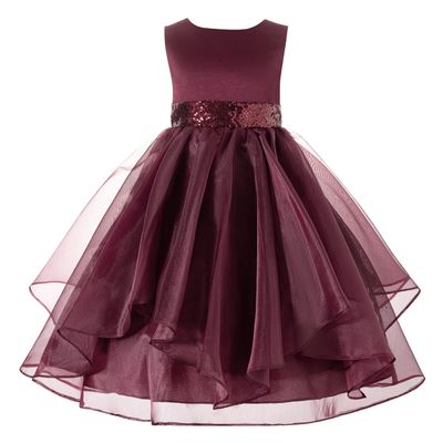 ekidsbridal Wedding Asymmetric Ruffles Satin Organza Flower Girl Dress Sequin 012s 4