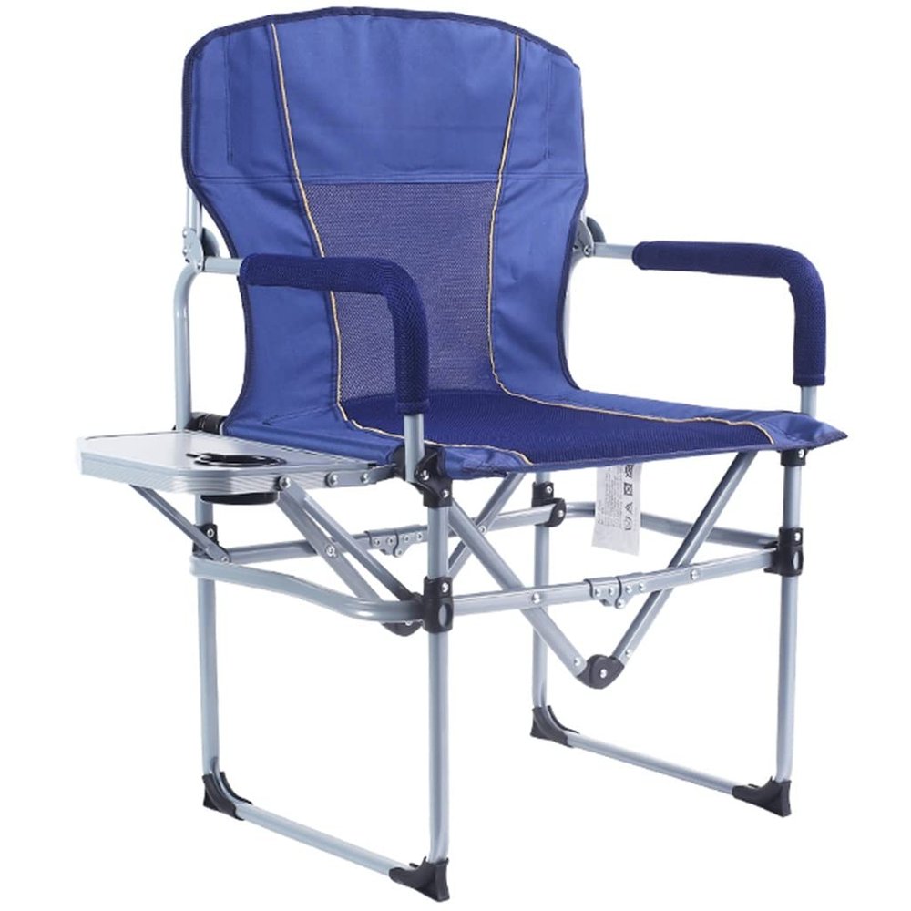Camping Chair Folding Camping Chair with Side Table, Outdoor Portable Director's Chair, Easy to Carry Fishing Chair, Summer Beach Chair with Handle, Load Bearing 260lb