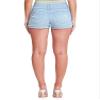 YMI Womens Junior Wannabettabutt 3-Button Mid-Rise Cuffed Hem Lightly Distressed Stretchy Denim Jean Shorts, Light Blue Rips, 13 view 3