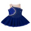 Daenrui Kids Girls Ice Figure Skating Dress Leotard Sparkle Rhinestone Sleeveless Mesh Splice Tutu Skirts Dancewear Darkblue 12 Years view 3