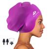 Alepo Extra Large Swimming Cap Women Men, Durable Silicone Swimming Hat Long Hair with Ear Protection, Unisex Adults Swim Caps for Long Thick Curly Hair & Dreadlocks Braids Weaves Afro Hair view 1