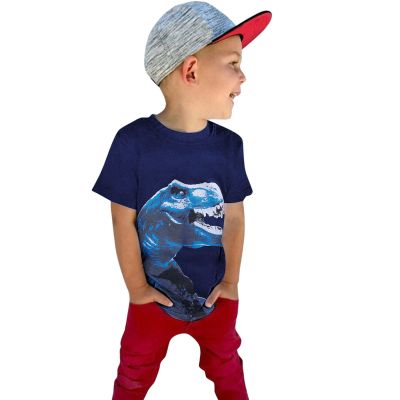 Moonker Baby Tees for 2-7 Years Old,Cute Children Kid Boys Cartoon Dinosaur Letter Print Tops T-Shirt Z62011 Navy