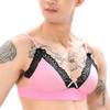 ABAFIP Men's Sissy Lingerie Lace Underwear Frilly Trim Strappy Bra Top/Bowknot Low Waist Sheer Lace Mesh Panties Triangle Bikini Briefs Underpants Crossdressing Nightwear Dark Pink - bra XX-Large view 3