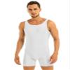 CHICTRY Men's One Piece Sleeveless Leotard Tanks Bodysuit Workout Fitness Wrestling Singlets Shorts Jumpsuit White 3X-Large view 1