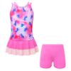 Daenrui Kids Big Girls Athletic Tankini Swimsuit Racer Tank Top with Boyshorts Beach Sports Bathing Suit Horse 12 Years view 1