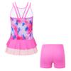 Daenrui Kids Big Girls Athletic Tankini Swimsuit Racer Tank Top with Boyshorts Beach Sports Bathing Suit Horse 12 Years view 2