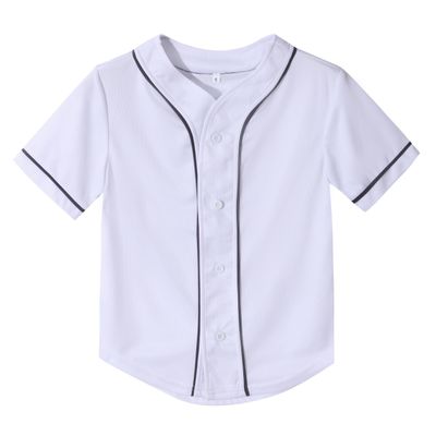 Yuji Itadori Kids Baseball Jersey Button Boys Short Sleeve T Shirts Hip Hop Fashion Casual Sports Solid Color Shirt (White,1T)