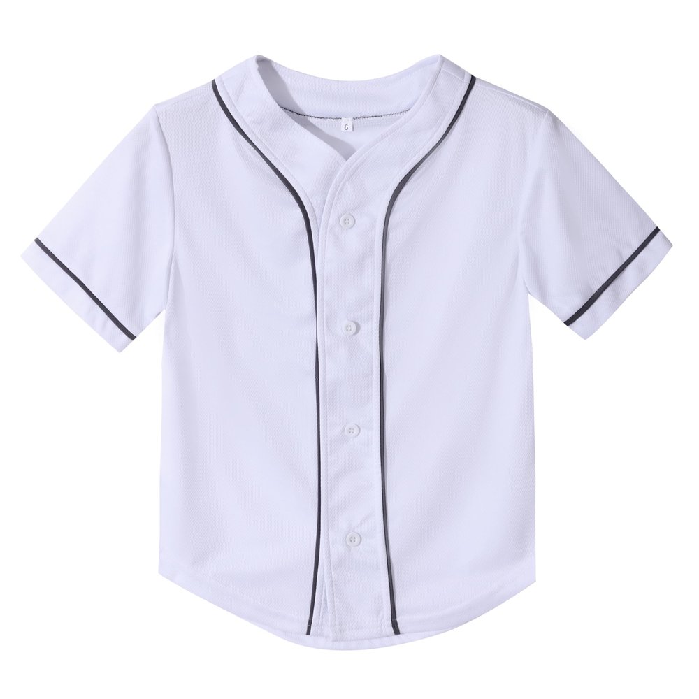 Yuji Itadori Kids Baseball Jersey Button Boys Short Sleeve T Shirts Hip Hop Fashion Casual Sports Solid Color Shirt (White,1T)