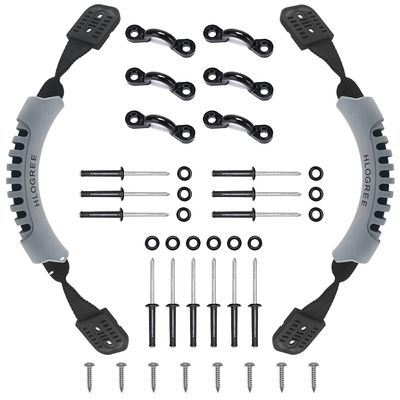 HLOGREE Kayak Handles 2 Pack,Kayak Carry Handle with Rivets,Kayak Replacement Handles,Kayak Handles for Emotion/Pelican/Hobie/Lifetime/sit on top/Ocean/Wilderness Accessories,Kayak Parts - Grey
