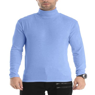 Men's Slim Fit Lightweight Long Sleeve Knitted Pullover Top Turtleneck Sweater(Sky Blue,3XL)