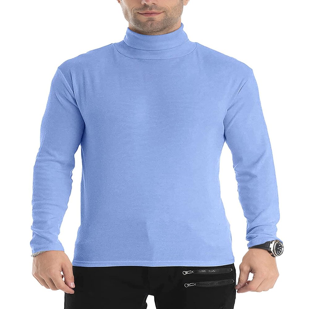 Men's Slim Fit Lightweight Long Sleeve Knitted Pullover Top Turtleneck Sweater(Sky Blue,3XL)