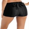 Hansber Women's Butt Lifting Yoga Shorts Bowknot Back Booty Textured Shorts Tummy Control Beach Hot Pants Black Small view 1