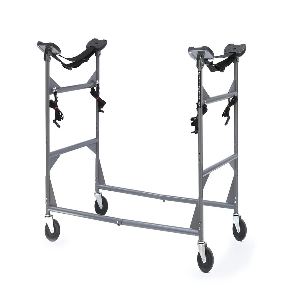 SPAREHAND Watercraft Rigging Rack - Lockable Caster Wheels Station Rack with 250 lbs. - Self-Adjusting Pads for Fishing Kayaks, Sups, Hybrid Boards, & Paddleboards - Suitable for Indoor & Outdoor
