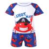 Daenrui Kids Boys Rash Guard Swimsuit Short Sleeve Swim Shirts and Trunks Beach Sport 2 Piece Bathing Suit Darkblue 10 Years view 3