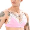ABAFIP Men's Sissy Lingerie Lace Underwear Frilly Trim Strappy Bra Top/Bowknot Low Waist Sheer Lace Mesh Panties Triangle Bikini Briefs Underpants Crossdressing Nightwear Pink - bra Small view 4