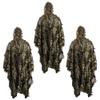 3D Hunting Gilly Suits Leafy Camo Clothes Ghillie Suits for Men Costume Hooded Poncho Uniforme Militar for Outdoor Woodland Forest Jungle Shooting-3PCS view 1
