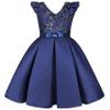 AIMJCHLD Big Girls Ruffle A-Line Rustic Flower Dress Tea Length Party Wedding Pageant Ball Gowns Sundress Bridesmaid Formal Fancy Graduation Dresses Size 7 8 Years (Navy Blue 140) view 1