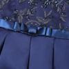 AIMJCHLD Big Girls Ruffle A-Line Rustic Flower Dress Tea Length Party Wedding Pageant Ball Gowns Sundress Bridesmaid Formal Fancy Graduation Dresses Size 7 8 Years (Navy Blue 140) view 4