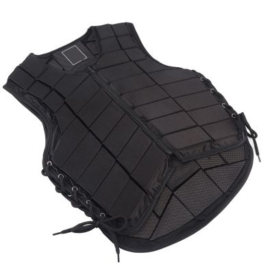 Equestrian Protective Black Vest Protector, Horse Riding Vest One Piece Armor with Extended Padding for Adults Boys Girls Children for Unisex(M)