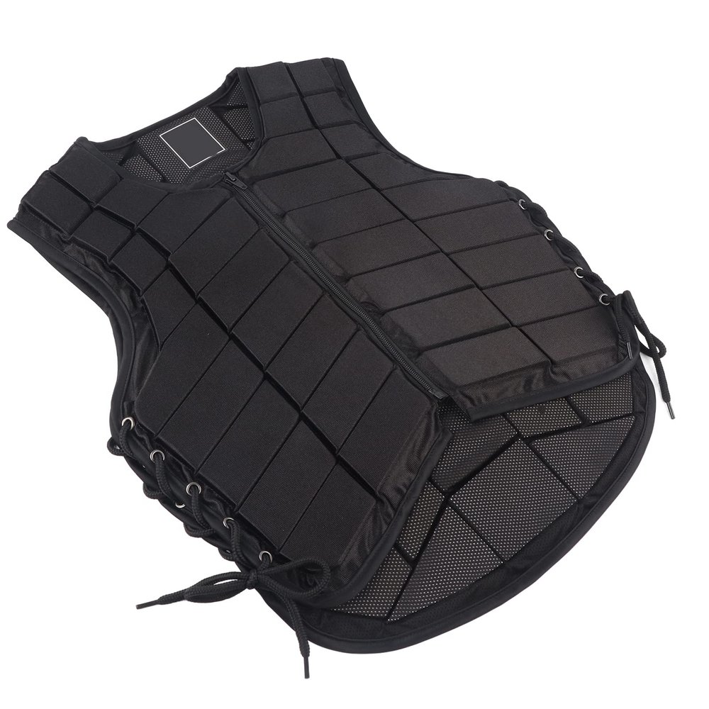 Equestrian Protective Black Vest Protector, Horse Riding Vest One Piece Armor with Extended Padding for Adults Boys Girls Children for Unisex(M)