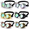 Yunsailing 6 Pack Rainbow Rave Steampunk Goggles Spiked Kaleidoscope Crystal Lenses Glasses for Festival Cosplay Accessories view 1