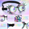 Yunsailing 6 Pack Rainbow Rave Steampunk Goggles Spiked Kaleidoscope Crystal Lenses Glasses for Festival Cosplay Accessories view 4