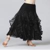 Honeystore Women's Sequins Latin Dance Skirt Long 1920s Waltz Ballroom Costume 2868-Black view 3