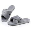 Women's Adjustable Diabetic Slippers Memory Foam House Shoes Cozy Arch Support Orthotic Heel Cup Arthritis Edema Slippers Non Slip Rubber Sole, Open Toe Fuzzy Slide Sandals for Ladies, Grey 6.5/7.5 view 1