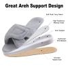 Women's Adjustable Diabetic Slippers Memory Foam House Shoes Cozy Arch Support Orthotic Heel Cup Arthritis Edema Slippers Non Slip Rubber Sole, Open Toe Fuzzy Slide Sandals for Ladies, Grey 6.5/7.5 view 3