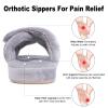 Women's Adjustable Diabetic Slippers Memory Foam House Shoes Cozy Arch Support Orthotic Heel Cup Arthritis Edema Slippers Non Slip Rubber Sole, Open Toe Fuzzy Slide Sandals for Ladies, Grey 6.5/7.5 view 4
