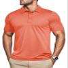 MAGCOMSEN Men's Polo Shirts Short Sleeve Athletic Performance Moisture Wicking Golf Fitted Business Casual Collared Shirts Orange view 1