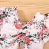 Toddler Girls Sleeveless Floral Prints Ruffles Vest Tops and Shorts Outfits Blanket Girl with Headband (Red, 18-24 Months) view 4