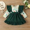 Newborn Infant Baby Girls Clothes Long Sleeve Floral Romper Tops Ruffle Suspender Skirt Set New Baby Gift Set (Green, 3-6 Months) view 4
