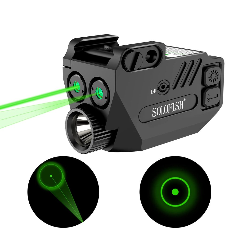 SOLOFISH SL-1039CL 500 Lumens Tactical Flashlight with Green Circle Dot Laser Sight for Pistol, Rechargeable Circle Beams for Guns/Shotgun W/a Rail