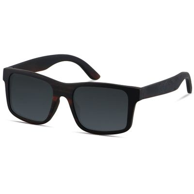 ANDWOOD Wood Sunglasses Polarized for Men Women Uv Protection Wooden Sun Glasses Bamboo Shades Square Black Ebony Handmade
