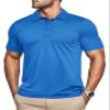 MAGCOMSEN Men's Polo Shirts Short Sleeve Athletic Performance Moisture Wicking Golf Fitted Business Casual Collared Shirts Sea Blue view 1