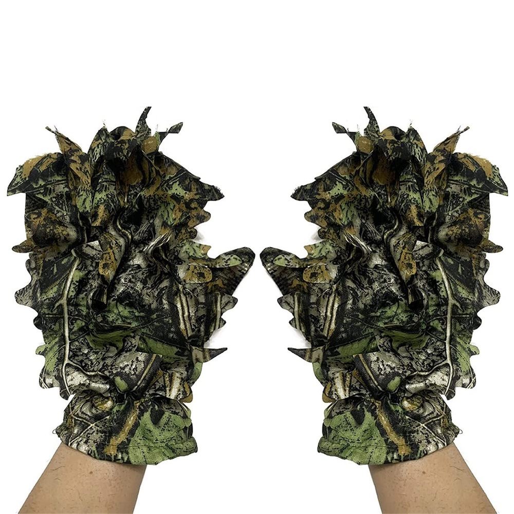 3D Leaf Camo Gloves Ghillie Suit Accessories Leafy Camouflage Hunting Suits Gloves Outdoor Anti-Slip Sports Hunting Gloves for Men