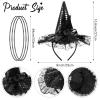 Jeere Halloween Witch Hat and Tutu Skirt Costume Set, Halloween Witch Sequins Headbands Tutu Skirt Black and White Striped Thigh High Socks for Women Halloween Cosplay Party view 3