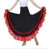 Honeystore Women's Ballroom Dance Skirt Long Swing Waltz Latin Belly Dance Dresses 2559-Black-Red view 1
