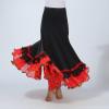 Honeystore Women's Ballroom Dance Skirt Long Swing Waltz Latin Belly Dance Dresses 2559-Black-Red view 3